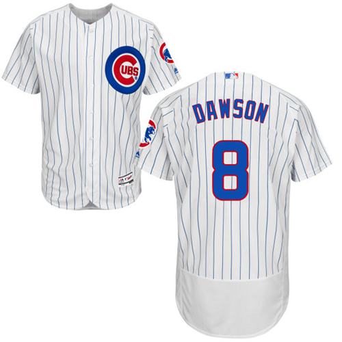 Cubs #8 Andre Dawson White(Blue Strip) Flexbase Authentic Collection Stitched MLB Jersey - Click Image to Close